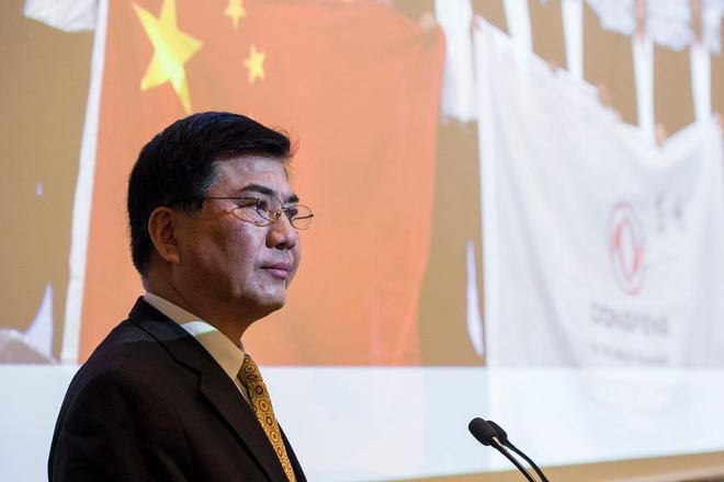 Mr. Chen Yun - News Spokesman, Dongfeng Motor Corporation at the Dongfeng Race Team Press Conference in Paris. - Volvo Ocean Race ©  Vincent Curutchet/Dongfeng Race Team